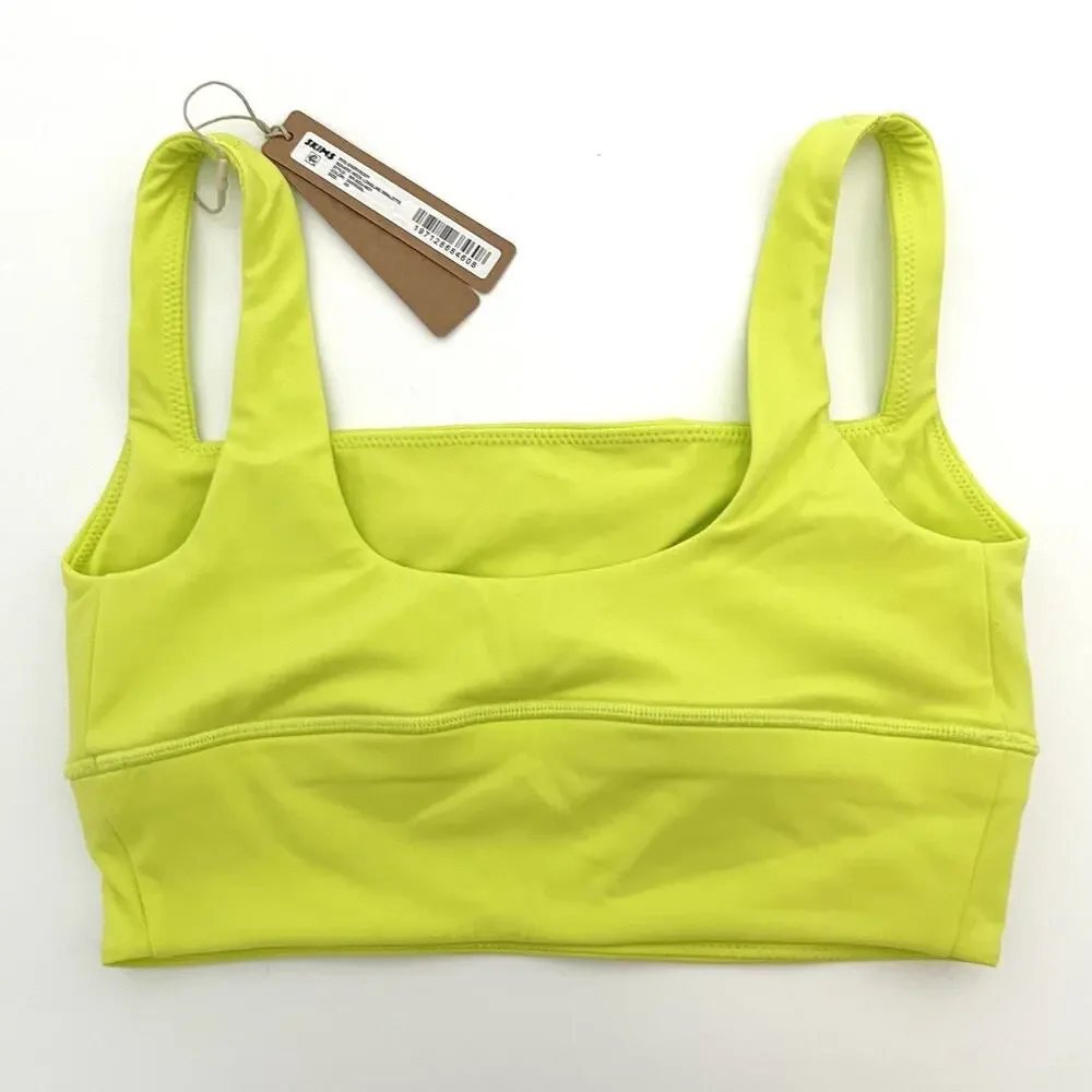SKIMS Fits Everybody XS Square Neck Longline Bralette In Daffodil Neon Green NWT - Picture 2 of 7